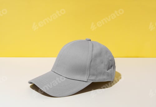 Preview: Baseball hat against yellow background in studio