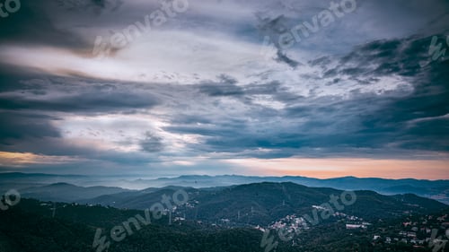 Preview: Barcelona, Spain. Evening Mountains Landscape Near Barcelona