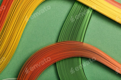 Preview: close up of multicolored abstract lines on green background
