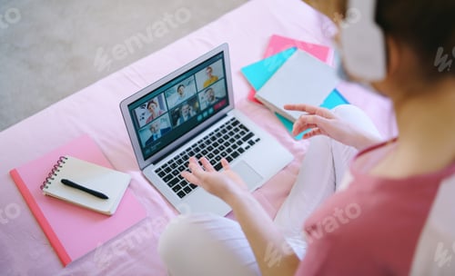 Preview: Woman Participates in Video Conference at Home