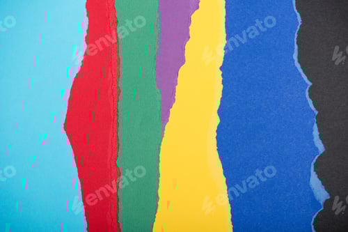 Vista previa: vista de cerca de la textura hecha de trozos de papel de colores rasgados