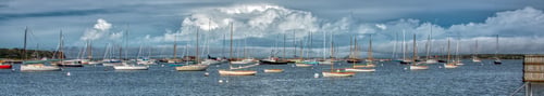 Preview: Panoramic shot of boats in a harbor