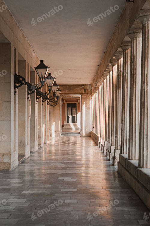 Preview: Vertical shot of a corridor with columns