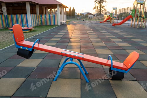 Preview: Rubber coating and flip flap swing at the playground at preschool.
