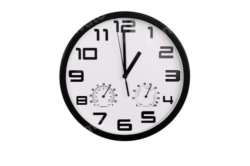 Preview: Clock with arabic numerals on wall shows 1:00 , 13:00