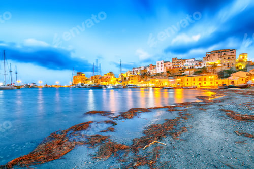 Preview: Superb evening cityscape of Castellammare del Golfo town.