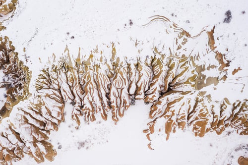 Preview: Cappadocia in Winter. Snowy Hills. Turkey. Aerial Top-Down View.