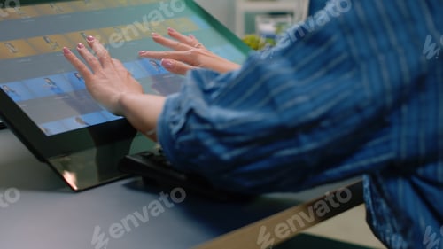 Preview: Close up of retouching software on touch screen computer