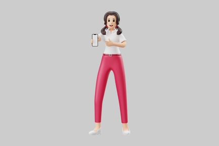 Preview: Cartoon girl displaying smartphone screen