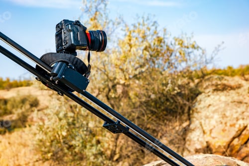Preview: Camera on slider shots hills in the Carpathians mountains