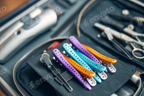 Preview: Focused photo on colorful clips being in case