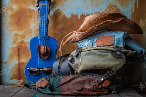 Preview: bags and accessories on wooden