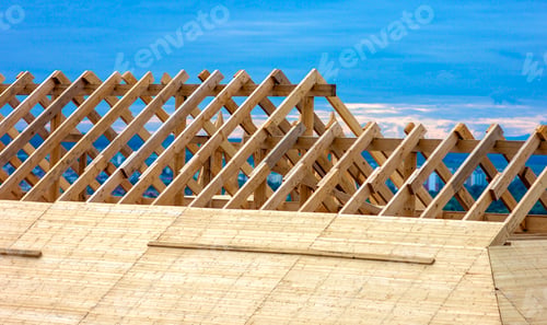 Preview: Roofing Construction. Wooden Roof Frame House Construction