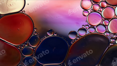Preview: Abstract Colorful Food Oil Drops Bubbles and spheres Flowing on Water Surface