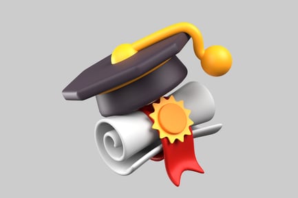 Preview: Cartoon graduation cap and diploma