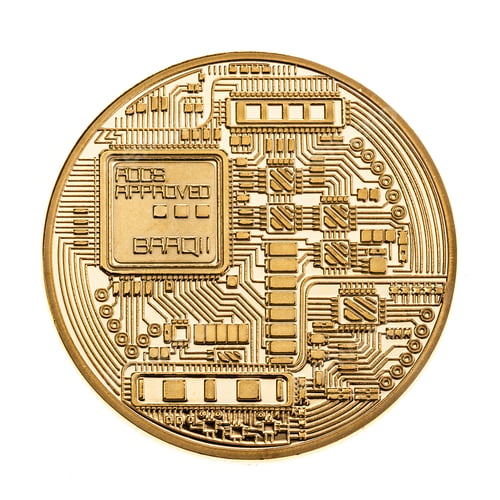 Preview: Golden cryptocurrency coin isolated