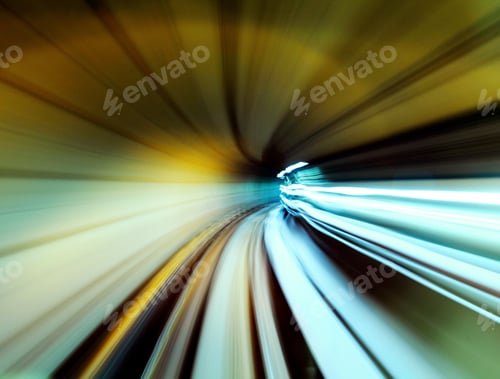 Preview: Train moving fast in tunnel