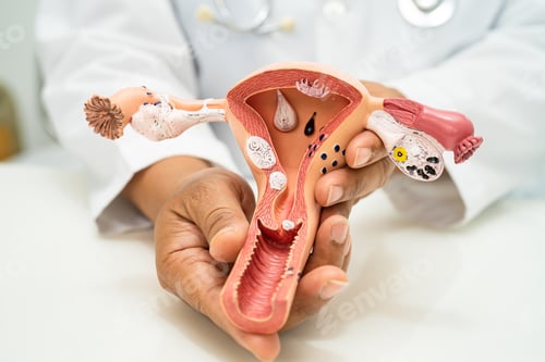 Preview: Uterus, doctor with anatomy model for study diagnosis and treatment in hospital.
