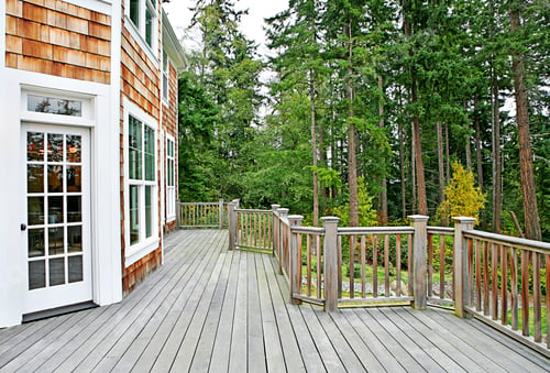 Preview: Wooden deck on house near forest