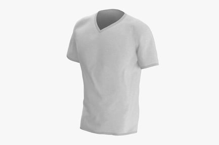 Preview: Men's V-Neck T-Shirt, Blank White Heathered with Banded Trim