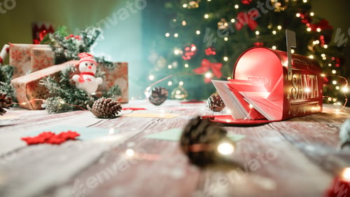 Preview: Christmas letterbox and ornaments under the tree