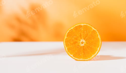 Preview: Close up of orange fruits with slices on white background, for placing products for advertising.