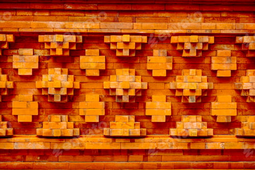 Preview: Close-up of a traditional Balinese brick wall with intricate geometric patterns