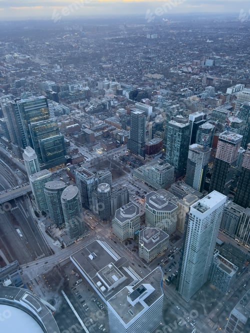 Preview: Skyscrapers from above during cloudy weather