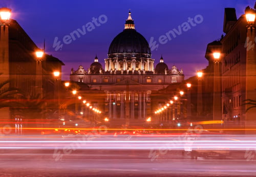 Preview: Saint Peter of the Vatican, night view with long exposure