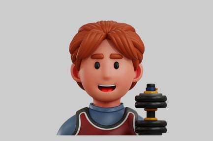 Preview: Cartoon boy lifting weights