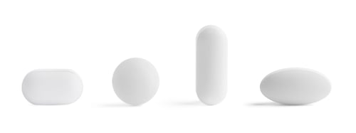 Preview: Different pills in row isolated on white, set