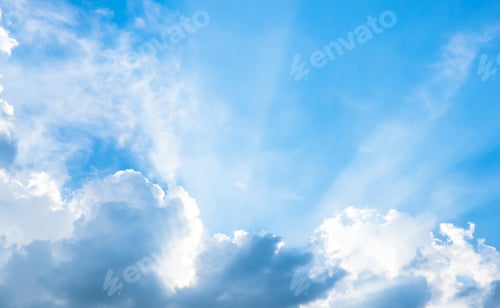 Preview: Nice blue sky with sun beam with cloudy