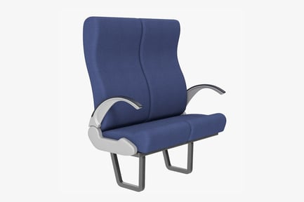 Preview: Blue Fabric Passenger Seat with Armrests