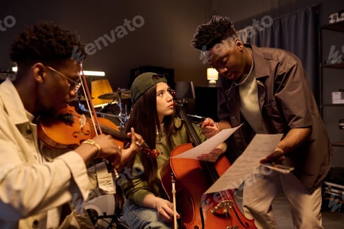 Preview: Multiethnic Musicians Rehearsing Classical Music Together in Studio