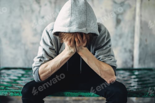 Preview: Junkie sitting on the bed, withdrawal symptom
