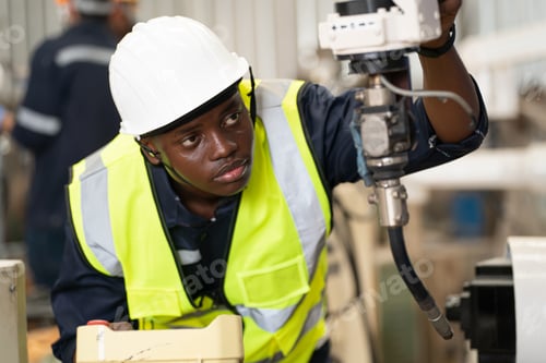 Preview: Business industry technology, people and tech. Engineer working maintenance in factory warehouse