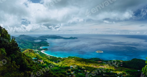 Preview: Morne Blanc viewpoint. Beautiful scenery of island coastline Nature trail Mahe Island Seychelles