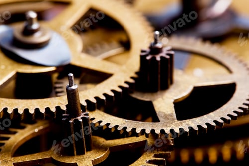 Preview: Grunge gear, cog wheels background. Industrial science, clockwork, technology.