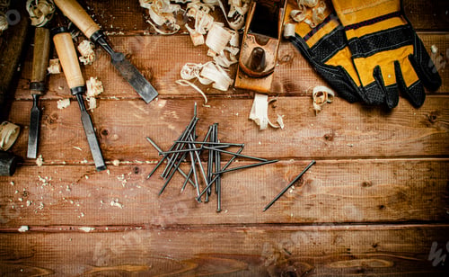 Preview: Construction nails on the table.