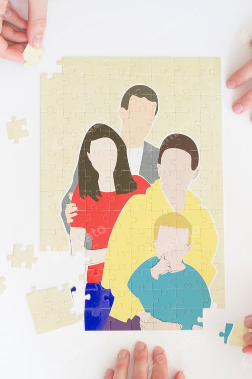 Preview: Jigsaw puzzle with image of stepfamily