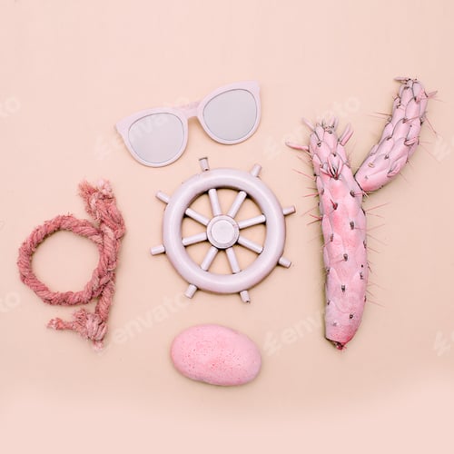 Preview: Sea, beach, summer mood. Minimal art set