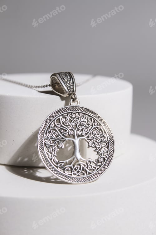 Preview: Necklace, Pendant for Women - Symbol Tree of Life - Stainless Steel - One color background