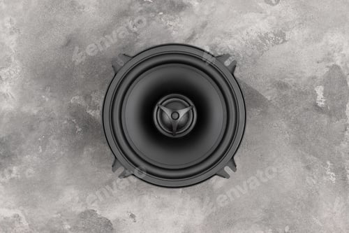 Preview: Car audio speaker on gray concrete background