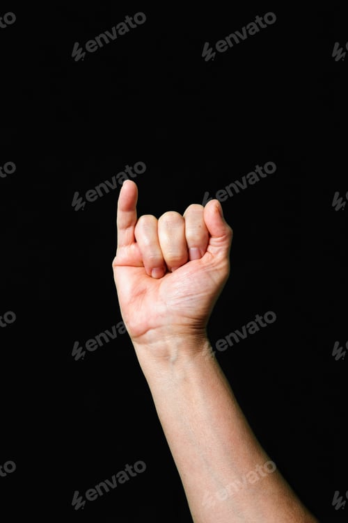 Preview: Letter I International sign language dark background