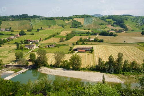 Preview: Panoramic view from Castell Arquato, historic city in Piacenza province, Italy