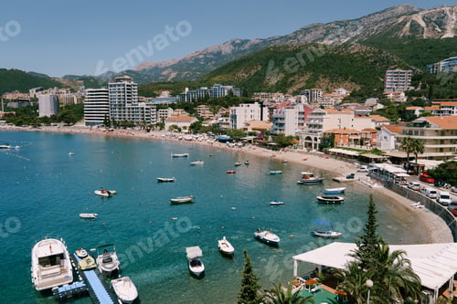 Preview: Motor boats are moored off the coast of the new part of Budva. Montenegro