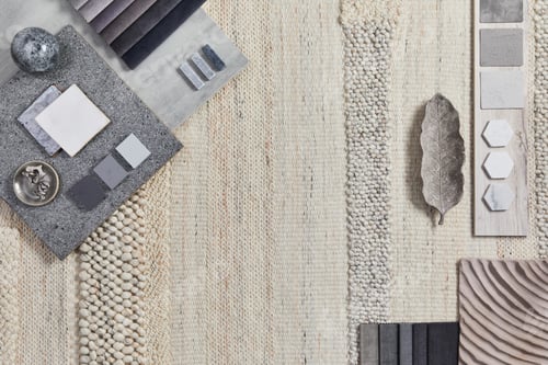 Preview: Flat lay design of creative architect moodboard composition