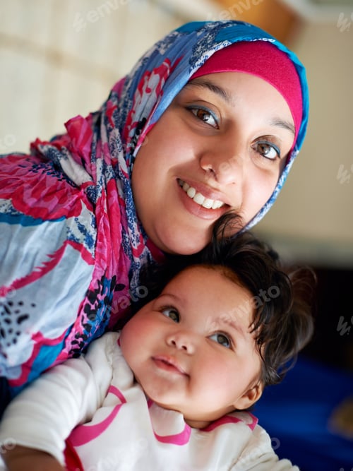 Preview: The light of my life. Shot of a muslim mother and her little baby girl.