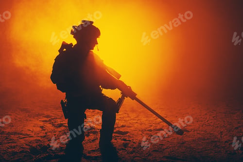 Preview: Army sniper in the fire and smoke
