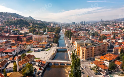 Preview: Aerial view of Sarajevo downtown